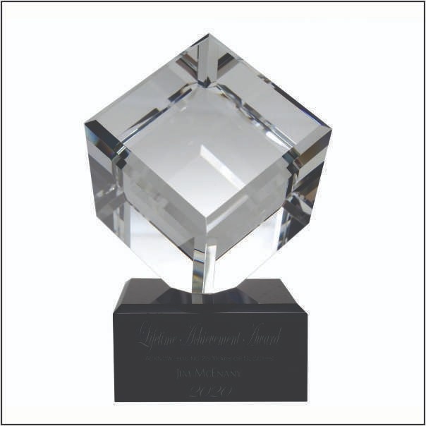 Premium Corporate Crystal Cube Award with Black Base | Trophy India