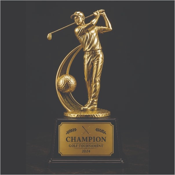 Premium Gold Metal Golf Trophy – Customised Tournament Awards Delhi