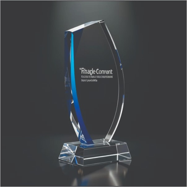 Buy Custom Sapphire Curved Crystal Shield Trophy Online