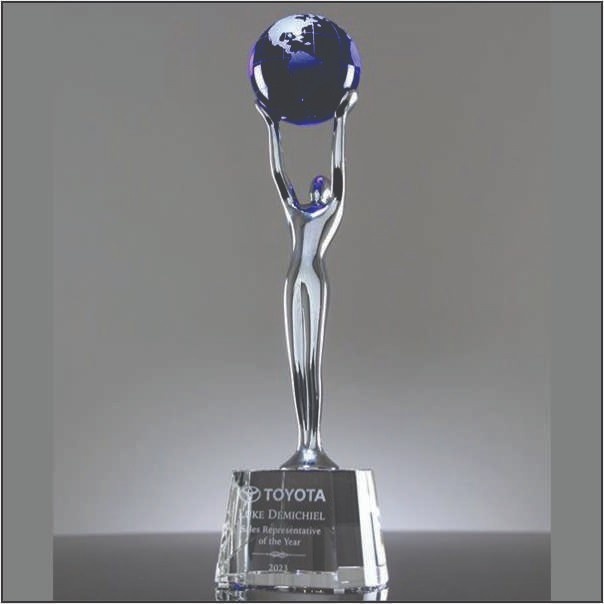 Buy Custom Chrome Figurine Crystal Globe Trophy Online