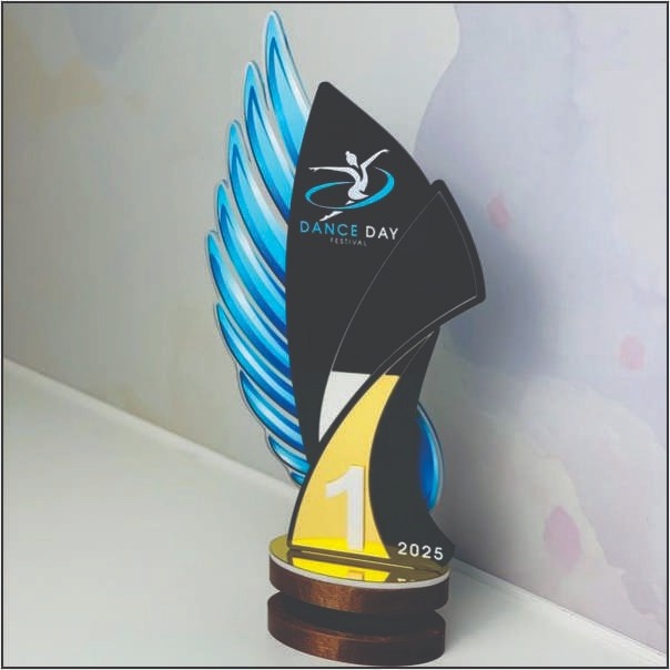 Custom Acrylic Winged Dance & Event Trophy | Glass-Look Unbreakable Award