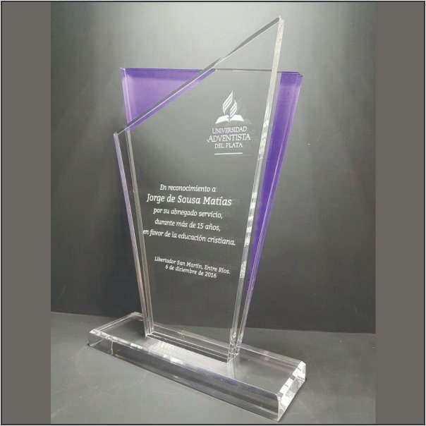 Elegant Purple Accent Crystal Trophy for Corporate & IT Recognition