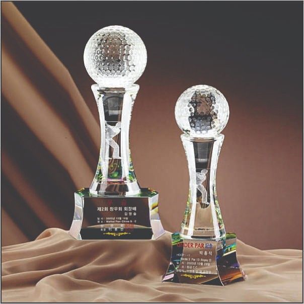 Premium Crystal Golf Trophy Set of 2 – Customised Awards Delhi
