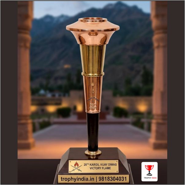Premium Handcrafted Military Victory Flame Metal Torch Trophy | TrophyIndia