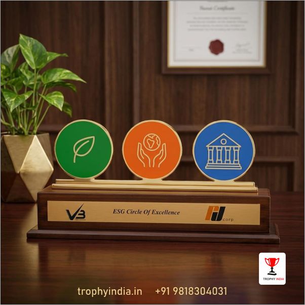 Premium Handcrafted Metal ESG Sustainability Excellence Award | TrophyIndia