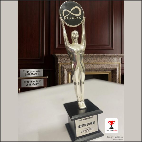 Handcrafted Silver Humanoid Corporate Trophy | Custom Award