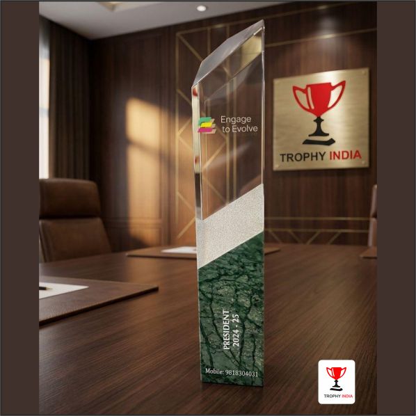 Custom Crystal Pillar Trophy | Corporate, Government & Military Excellence Award