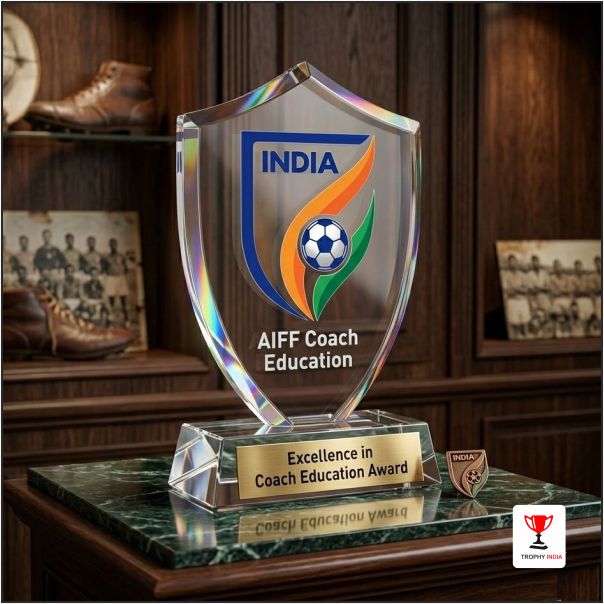 Custom 8 Inch Shield Crystal Corporate Trophy – Trophy India