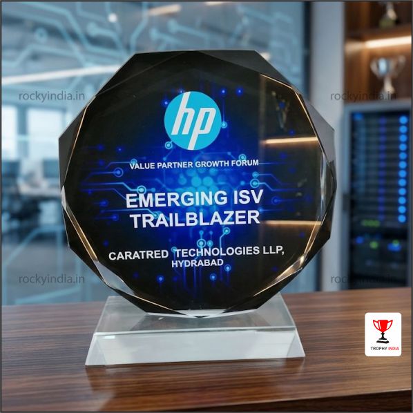 Custom 6-Inch Faceted Crystal Corporate Trophy – Trophy India