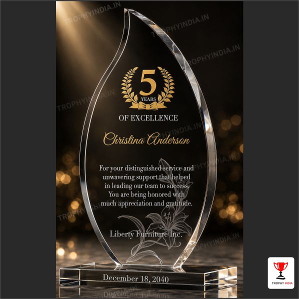 Flame Crystal Milestone Trophy for Corporates and Government Offices