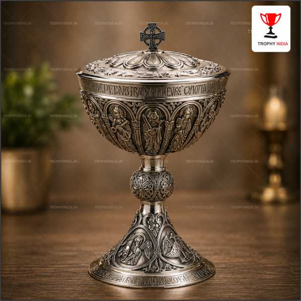 Buy Gold-Lined Silver Chalice Trophy | Luxury Military Goblets India