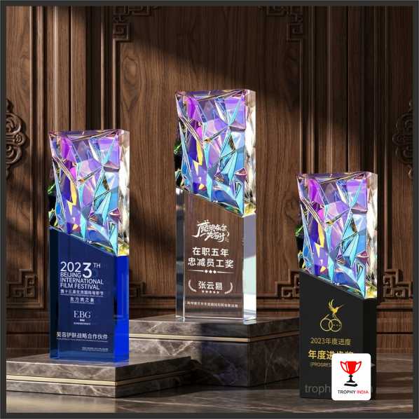 Artistic Mosaic Crystal Pillar Trophy for Corporate & Executive Awards