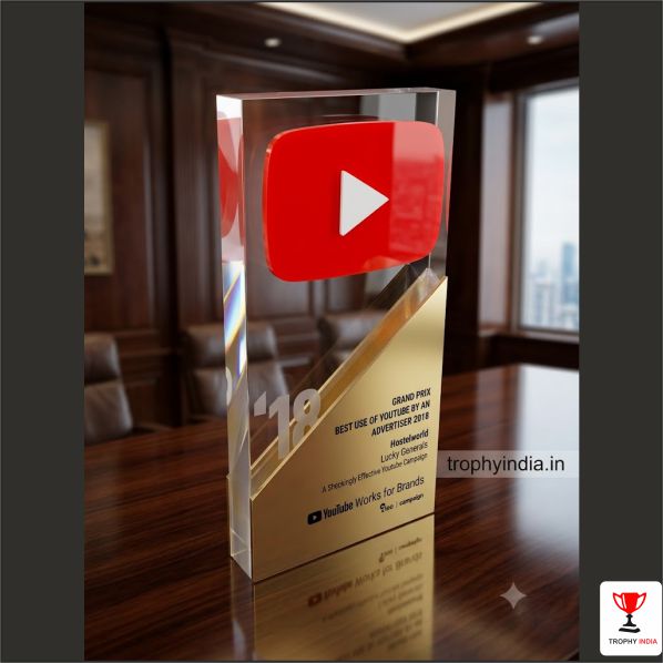 Premium YouTube Creator Crystal Trophies & Social Media Achievement Awards