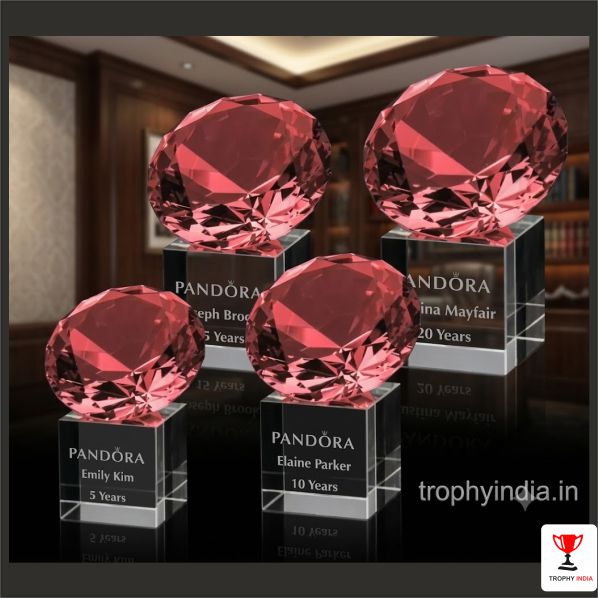 Elegant Crystal Diamond Trophies & Awards | Trophy India