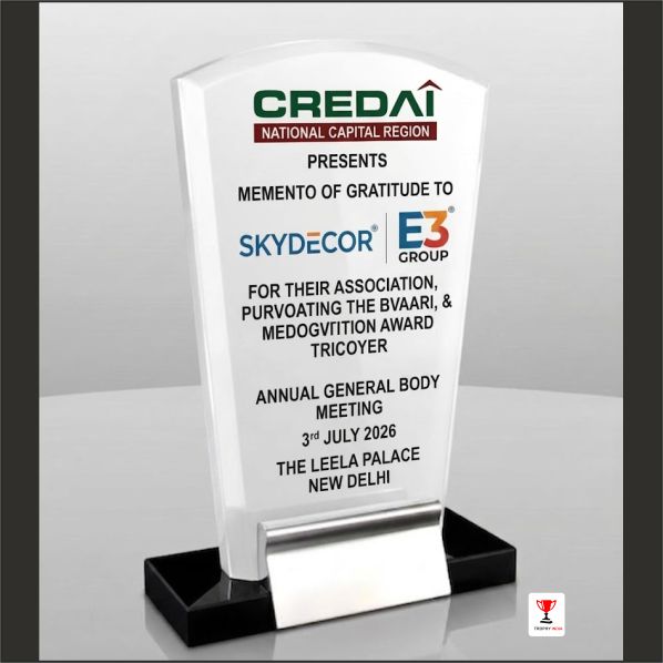 Custom 8-Inch Transparent Acrylic Corporate Trophy – Trophy India