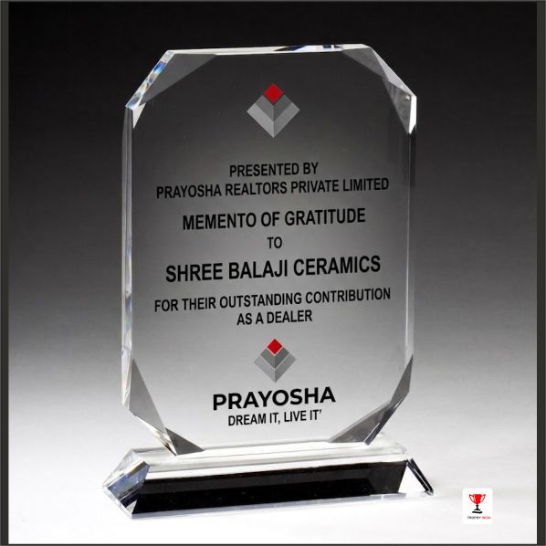 Custom 8-Inch Octagonal Transparent Acrylic Corporate Trophy – Trophy India