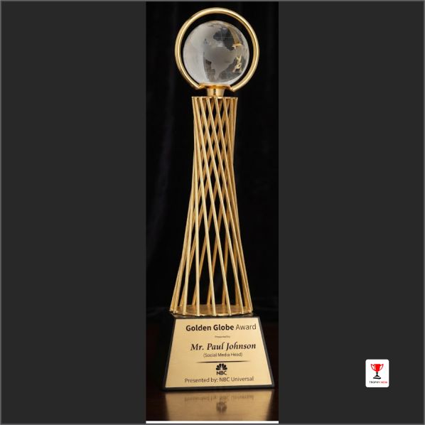 Premium Handcrafted Gold Tower Crystal Globe Championship Trophy | TrophyIndia