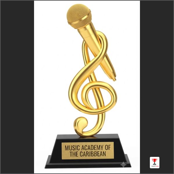 Premium Handcrafted Gold Music Treble Clef Microphone Trophy | TrophyIndia