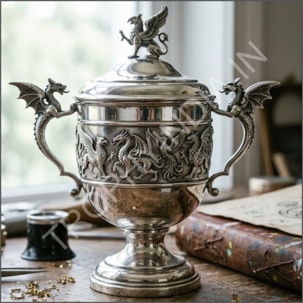 Buy Pure Silver Dragon Trophy Urn | Defense & Regimental Awards India