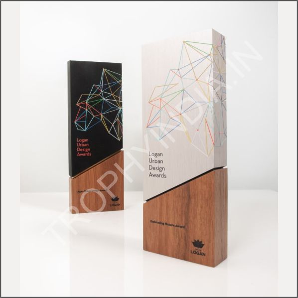 Custom Dual Wooden Cutout Architectural Corporate Trophy – Trophy India