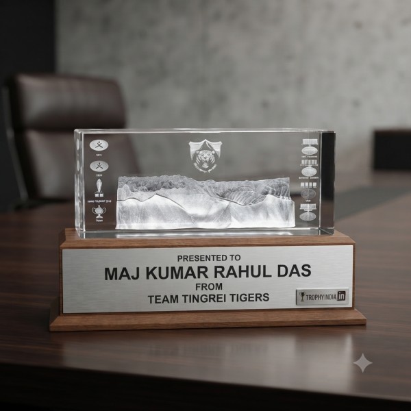 Personalized 3D Crystal Award for Defense and Military Recognition