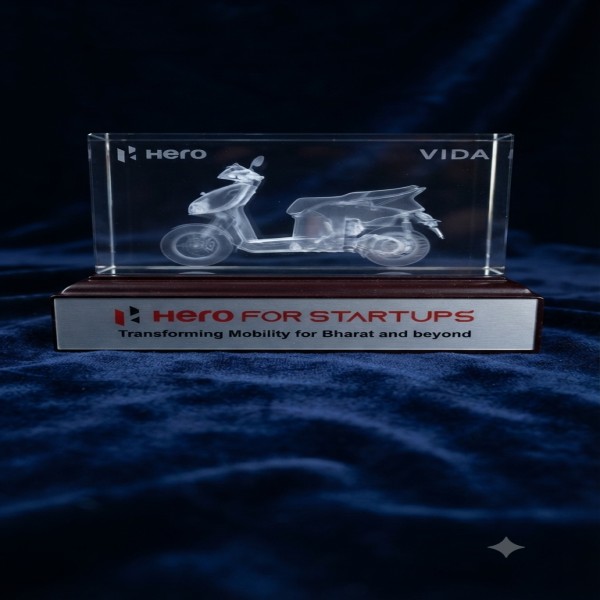 Custom 3D Crystal Cube Trophy for EV and Corporate Recognition