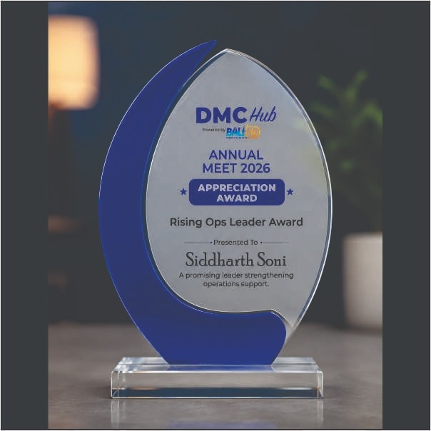 Abstract Blue Wave Acrylic Trophy - Custom UV Printed Annual Meet Award