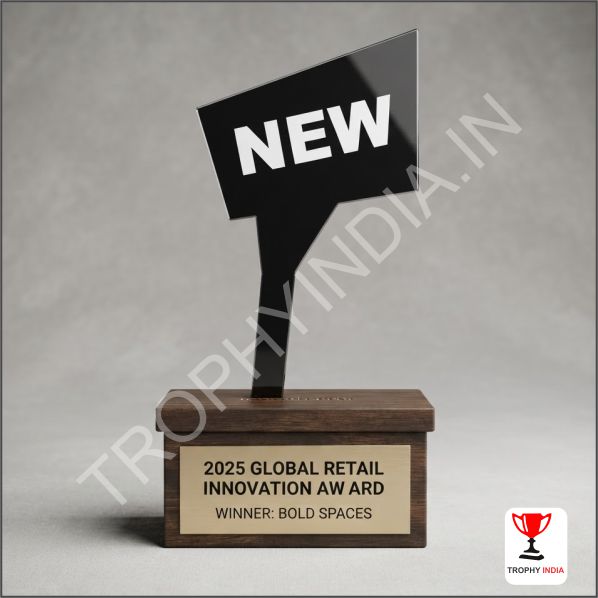 Bespoke Acrylic Awards with Wooden Base | Trophy Makers in Delhi NCR