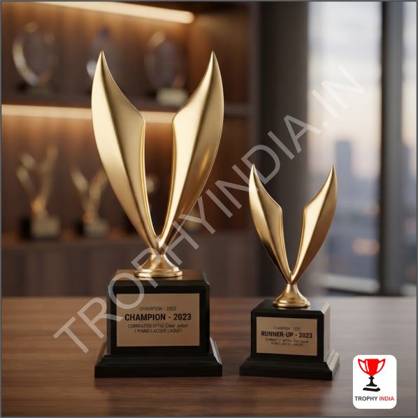 Modern Abstract Metal Awards | Customized Gold Trophies Delhi NCR