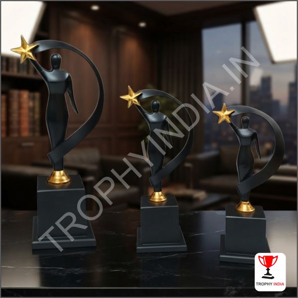 Tiered Black & Gold Metal Awards | Custom Corporate Trophies Delhi NCR