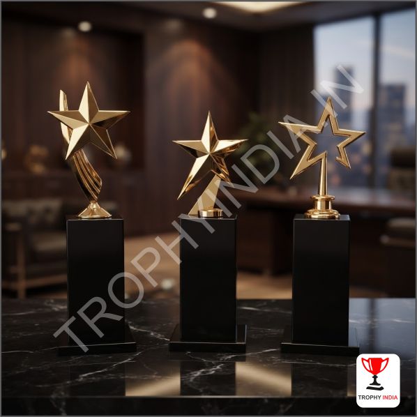 Custom Star Metal Awards | Gold Finish Trophies for Corporate & Schools