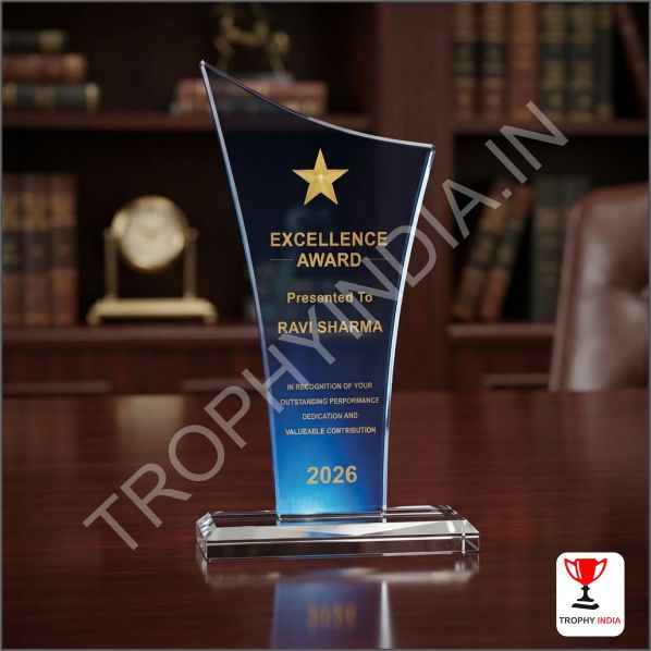Excellence Award Design crystal trophy for Corporate Performance and Achievement