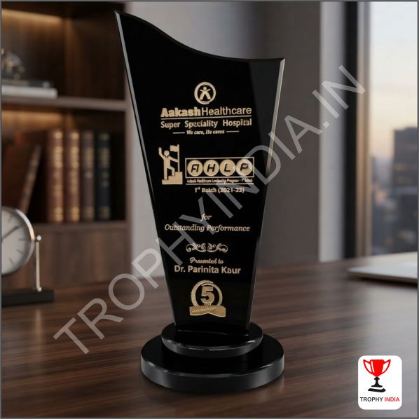 Customised Black Glass Trophy - Premium customised  & Corporate Award