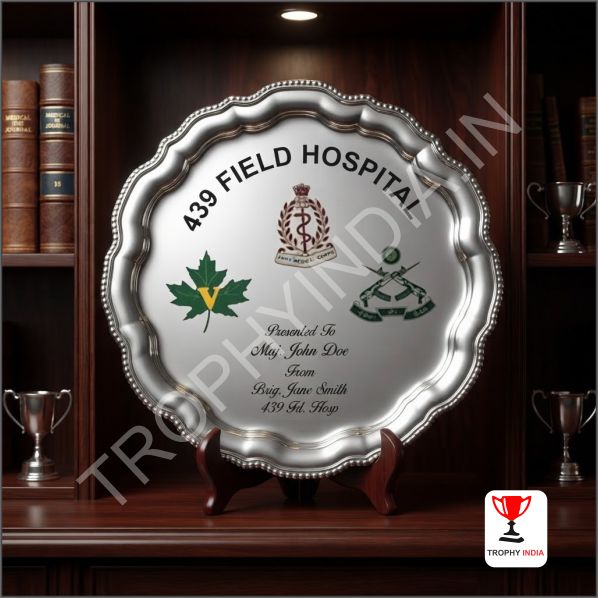 Personalized Round Silver Salver Plate - Military & Institutional Awards