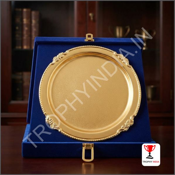 Custom Gold Salver Trophies in Velvet Box | Trophy India