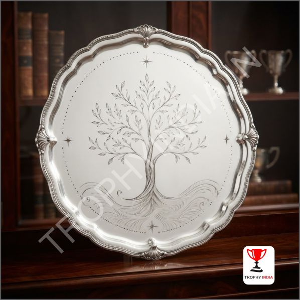 Tree Design Silver Salver Trophies Online | Trophy India