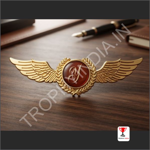 Custom Gold Winged Crest Lapel Pins Aviation Badges and Medals
