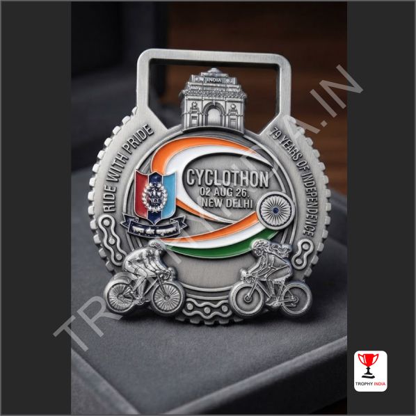 Custom Antique Silver Sports and Cycling Medals Badges