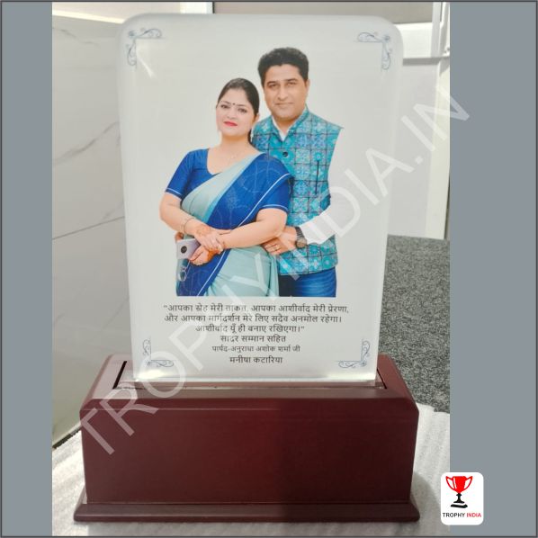 Customized Personalized Photo Memento Award with Wooden Base