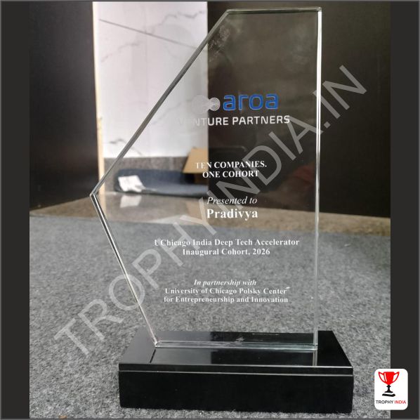 Customized Geometric Cut Glass Trophy Award | Trophy India