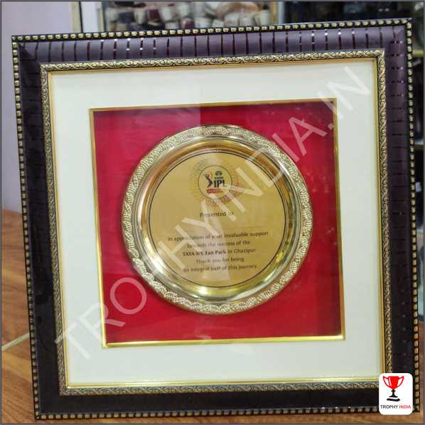 Customized Framed Golden Plate Award Memento | Trophy India