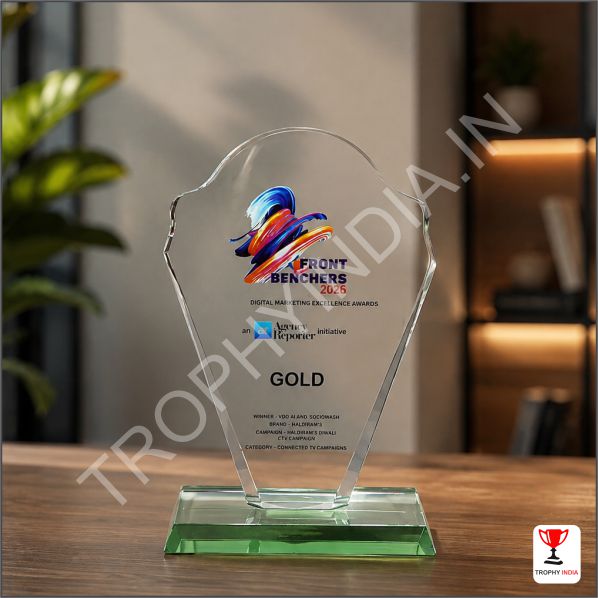 Customized Flame Shaped Crystal Trophy Award | Trophy India