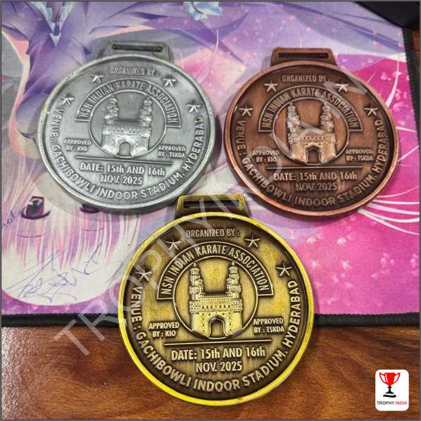 Customized Antique Metal Heritage Sports Award Medals Set (Gold, Silver, Bronze) | Trophy India
