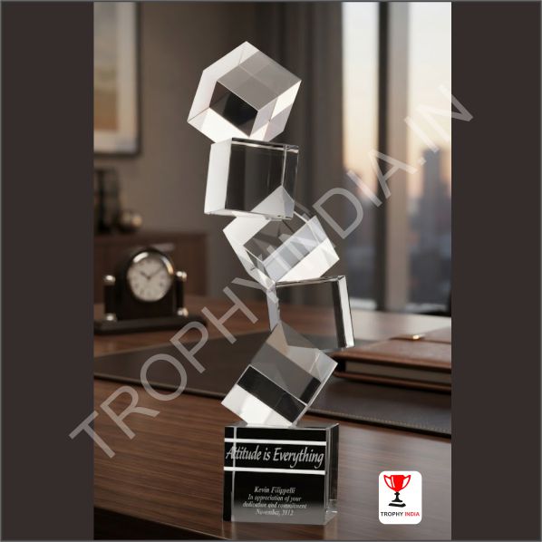 Customized Executive Staked Crystal Cube Tower Award | Trophy India