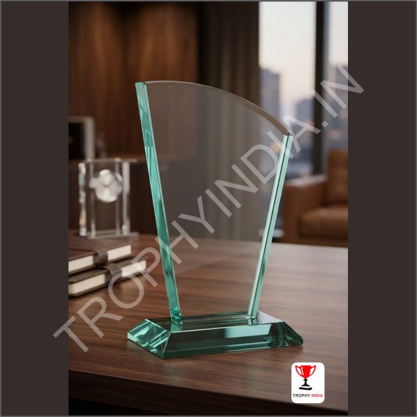 Customized Executive Curved Jade Glass Shield Award Trophy | Trophy India
