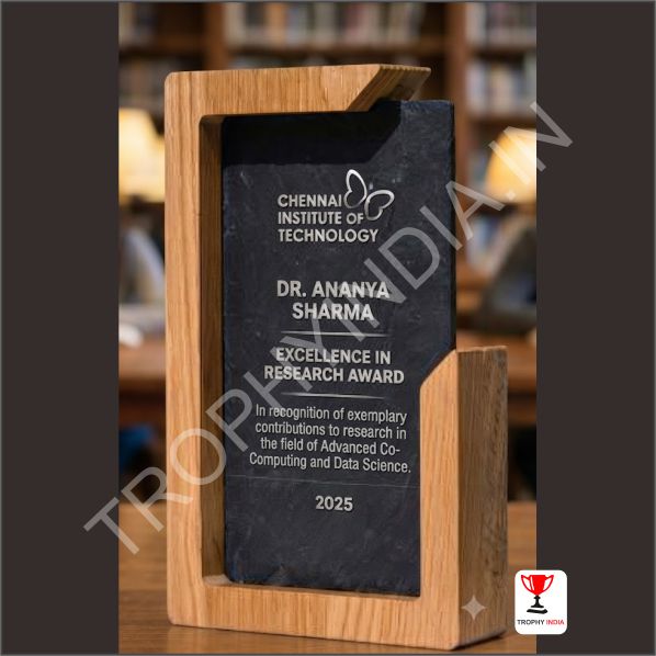 Customized Executive Wooden Frame Slate Stone Award Trophy | Trophy India