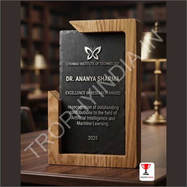Customized Executive Wooden Frame Slate Stone Award Trophy | Trophy India