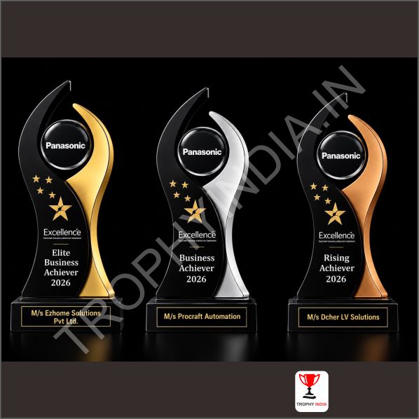 Customized Gold Silver Bronze Flame Award Trophy Set | Trophy India