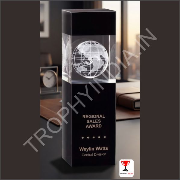 Customized Executive 3D Crystal Globe Tower Award | Trophy India