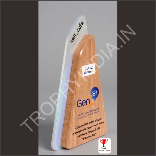 Customized Executive Triangular Wood & Acrylic Award Trophy | Trophy India